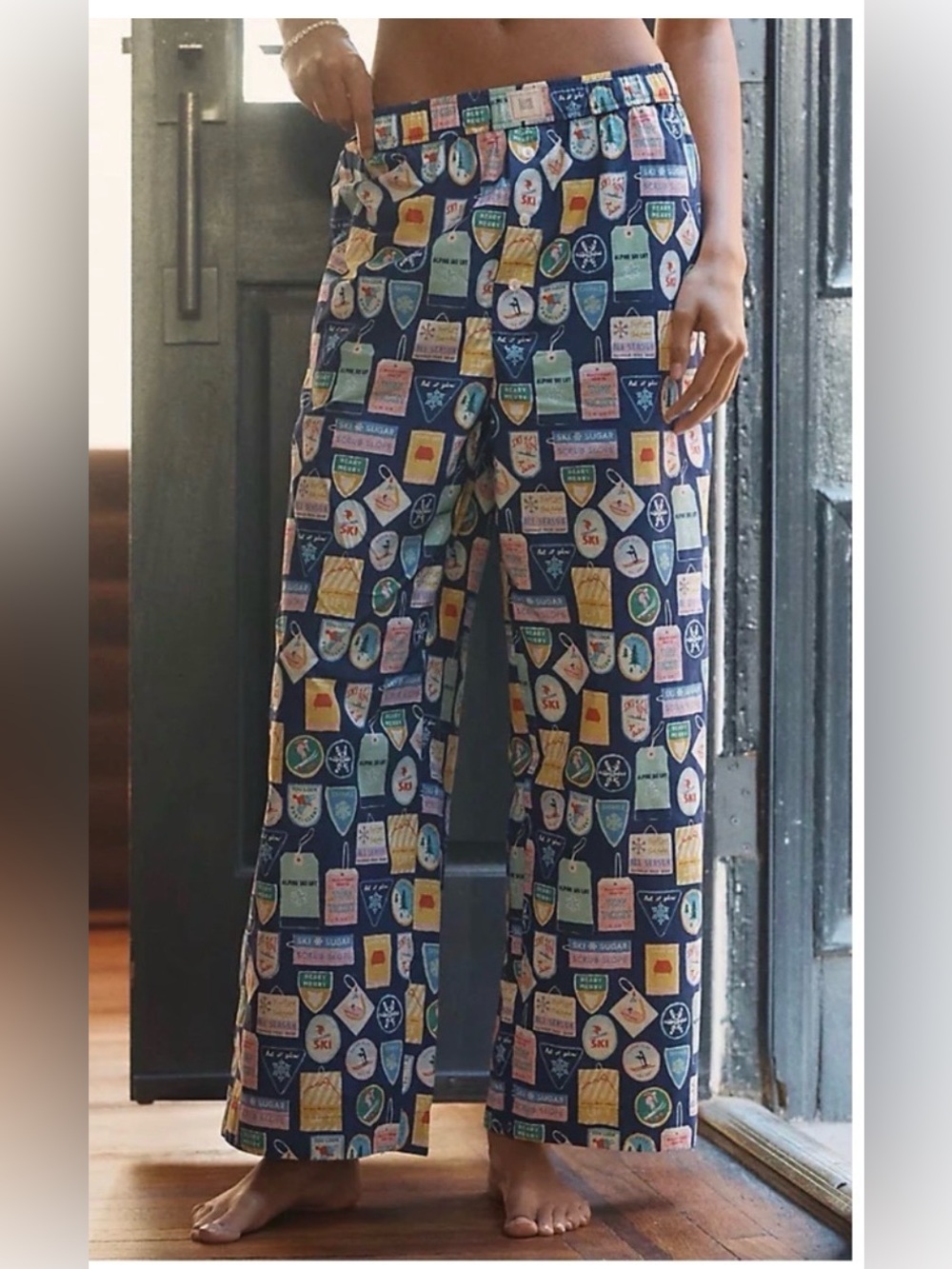 NWT Anthro Lyrebird Wren Boxer Pants Emily Taylor Ski Tag Print